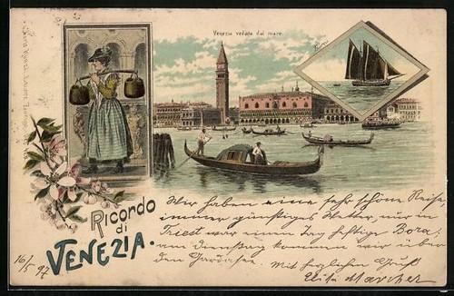 Litografia venezia veduta - venezia,, dal