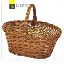 CESTO IN VIMINI CON MANICO - PORTA FUNGHI PICNIC LEGNA CIBO CESTA PIC NIC