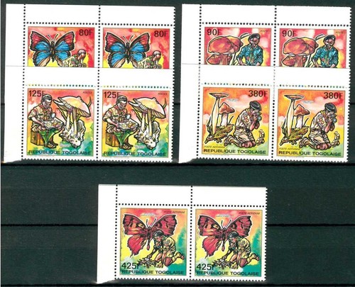 Togo 1990 farfalle - farfalle,, funghi