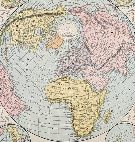 1896 globo mappa del - del, mondo