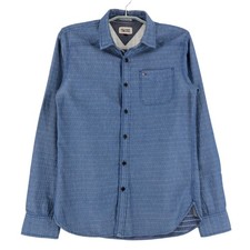 Camicia Tommy Hilfiger Casual Formale Regolare A Pois Blu Uomo Taglia S