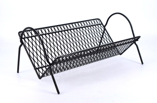 Vtg black metal mesh table - vtg,