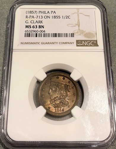 1855 centesimo con - (1857), 1/2