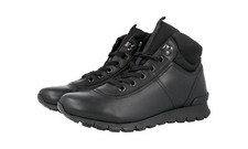 LUSSO PRADA MATCHRACE HIGH-TOP SNEAKER SCARPE 4T3040 NERO PELLE NUOVE