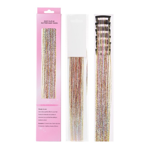 6pcs clip hair tinsel - in,