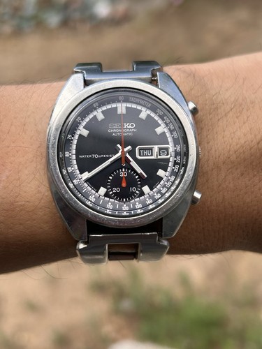 Seiko 6139 6012 quadrante nero - 6139-6012,