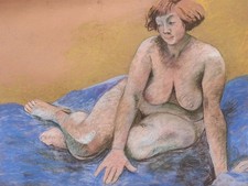 Quadro pastello donna nuda - , su