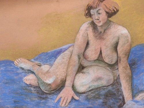 Quadro pastello donna nuda - , su