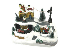 Villaggio Natalizio con Trenino e Babbo Natale Cm 15x23x17h con Luci + Movimento