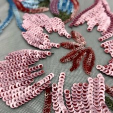 Tessuto Tulle Ricamato Nero