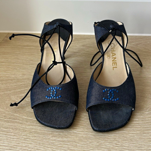 Chanel sandali donna blu denim - chanel,
