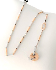 BARAKA bracciale uomo in oro bianco e rosa 18kt diamante Barakà BR22170  21 cm