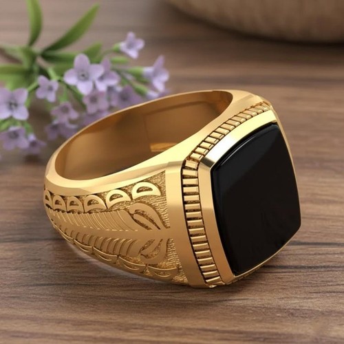 Anello uomo oro giallo - , onice