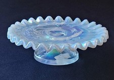 Fenton Opalescente Mini Cake Stand Piedistallo Piatto Modello Integlio HTF SMALL