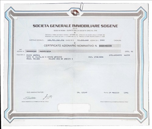 Certificato azionario 26 - azionario,