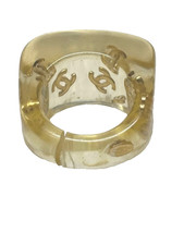 Anello CHANEL Coco Mark resina oro trasparente misura 14 Japan vintage...
