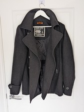 Superdry Commodity Edition Pea Coat Slim Fit Navy Large Grigio 