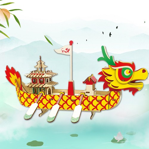 Dragon boat model wooden - boat,