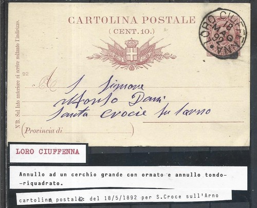 1892 intero postale con - postale,