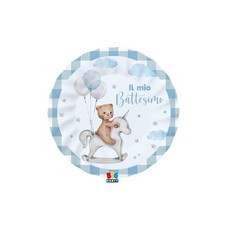 Piatti Battesimo Teddy Bear Celeste Ø 25 cm, Cf. 8