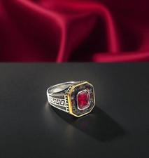 Anello Per Uomo Acciaio Chirurgico Pietra colore Rubino misure 9, 10, 11, 12