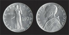 VATICANO 10 LIRE 1952 PRUDENZA