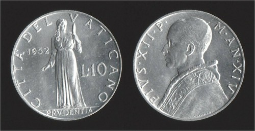 Vaticano lire 1952 prudenza - lire,
