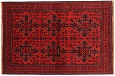 Afgano Khal Mohammadi Tappeto 140x200 Annodato a Mano Braun Geometrica Oriente B