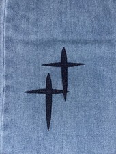 pantaloni Jeans Uomo Con Ricami Neri