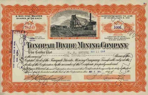 Tonopah divide mining company - tonopah,