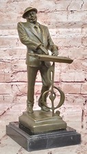 Bronzo Statua Musica Argomento Nero Uomo da Gioco Pianoforte Firmato Williams