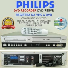 VIDEOREGISTRATORE COMBINATO DVD VHS PHILIPS DVD755VR VCR CASSETTE DVD RECORDER