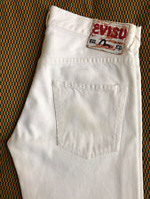 Pantalone jeans Evisu bianco/crema avorio gabbiano taglia 31 SPEDIZIONE GRATUITA IN TUTTO IL MONDO