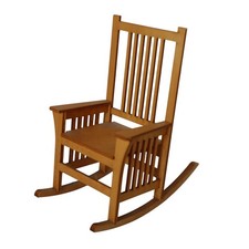 Mobili casa delle bambole vintage miniatura legno noce sedia a dondolo casetta fattoria