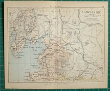 1882 Piccolo Antico Contea Mappa ~ Lancashire Lancaster Carriola Kendal Garstang