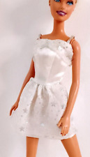 B1056 - BARBIE 90s mini abito bianco con stelle argento e tulle 