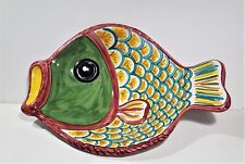 GRANDE VASSOIO o PIATTO DA PORTATA/DECORO IN CERAMICA A FORMA DI PESCE - 48x69cm