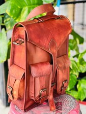 Zaino professionale in pelle borsa zaino per laptop vintage marrone uomo orig...