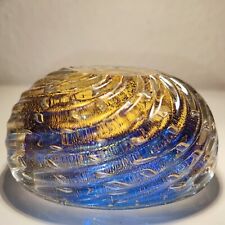 Vassoio in vetro di Murano CORDONATO D'ORO Archimede SEGUSO blu oro Flavio Poli vaso