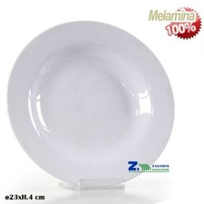PIATTO FONDO TONDO IN MELAMINA BIANCO D.23 CM TAVOLA CUCINA ART.12341