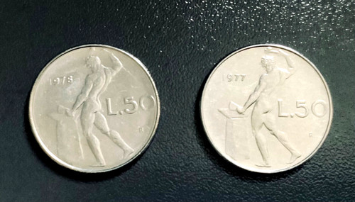 Italia monete 50 lire - italia,