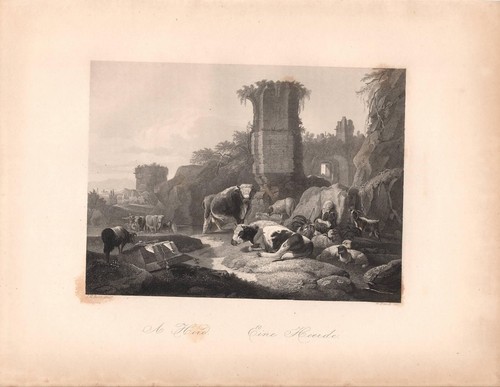 Stampa antica paesaggio - antica, di