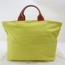 Borsa Miu Miu Tote Bag gialla verde tela pelle vintage autentica
