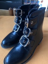 stivaletti donna Nero con fibbie davanti  e cerniera N 36 Nuovo mai usato