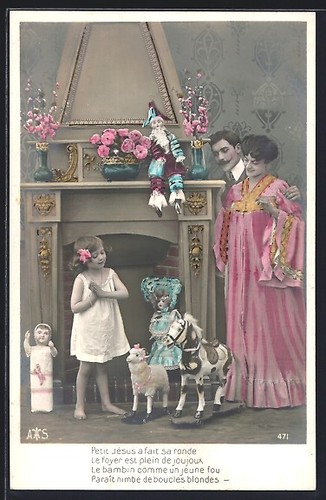 Cartolina bambina riceve - , in