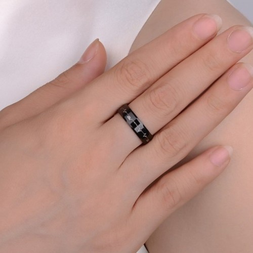 Anello nero inox inossidabile - anello,