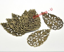 6pz charms ciondolo filigrana goccia colore bronzo 6,8x4cm lead, nickel free