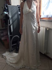 Abito da sposa colore ècru 100% seta con velo taglia 3840