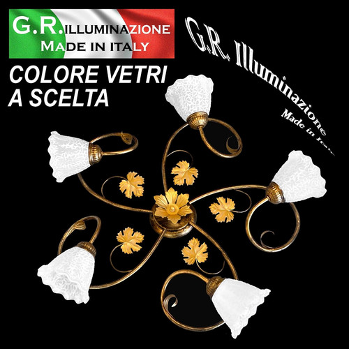 Plafoniera ferro battuto 5 - in,