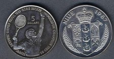 NIUE 5 Dollars 1987 Boris Becker Seoul Games 1988  UNC